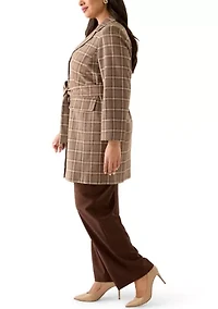 Plaid Trench & Wide Leg Pant