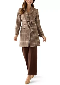 Plaid Trench & Wide Leg Pant