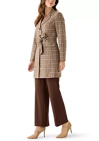 Plaid Trench & Wide Leg Pant