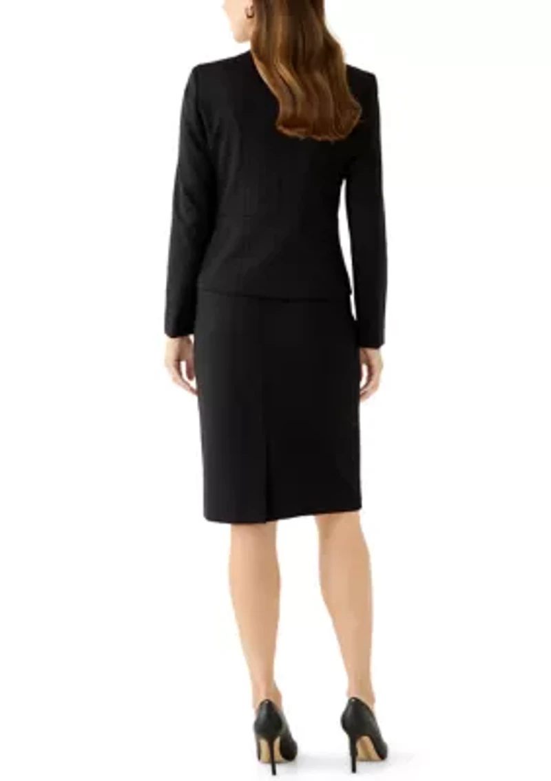 Ponte Zip-Front Jacket with Seaming & Skirt