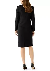 Ponte Zip-Front Jacket with Seaming & Skirt