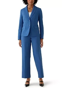 Pinstripe Shawl Collar Jacket with Wide Leg Pant