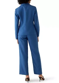 Pinstripe Shawl Collar Jacket with Wide Leg Pant