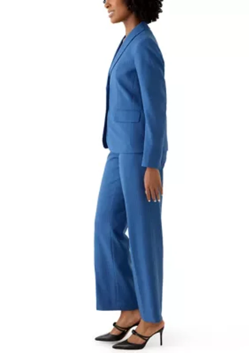 Pinstripe Shawl Collar Jacket with Wide Leg Pant