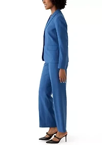 Pinstripe Shawl Collar Jacket with Wide Leg Pant