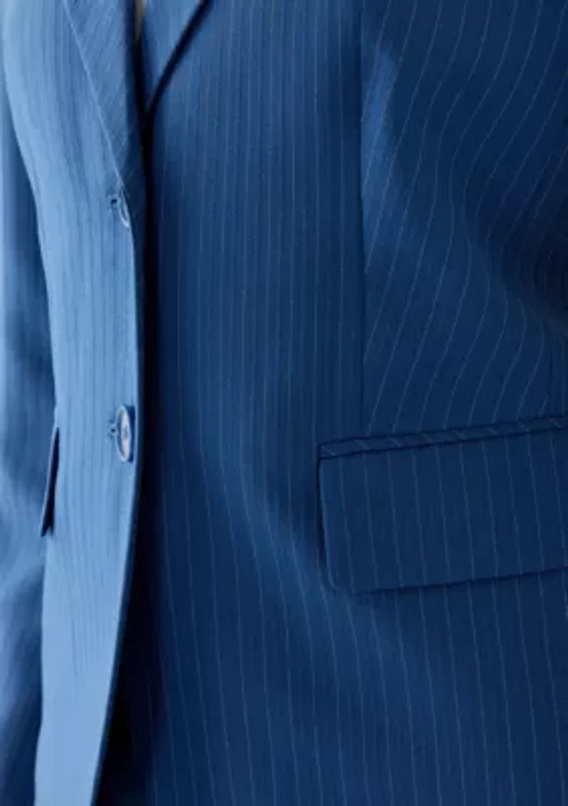 Pinstripe Shawl Collar Jacket with Wide Leg Pant