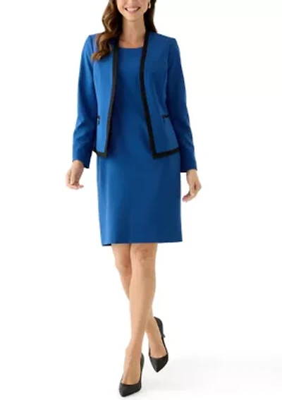 Framed Jacket with Zipper Pockets & Sheath Dress