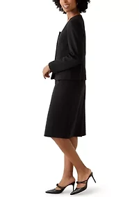 Four Button Scoop Neck Jacket & Skirt