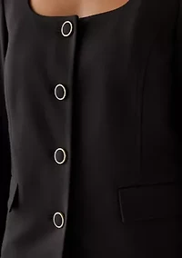 Four Button Scoop Neck Jacket & Skirt