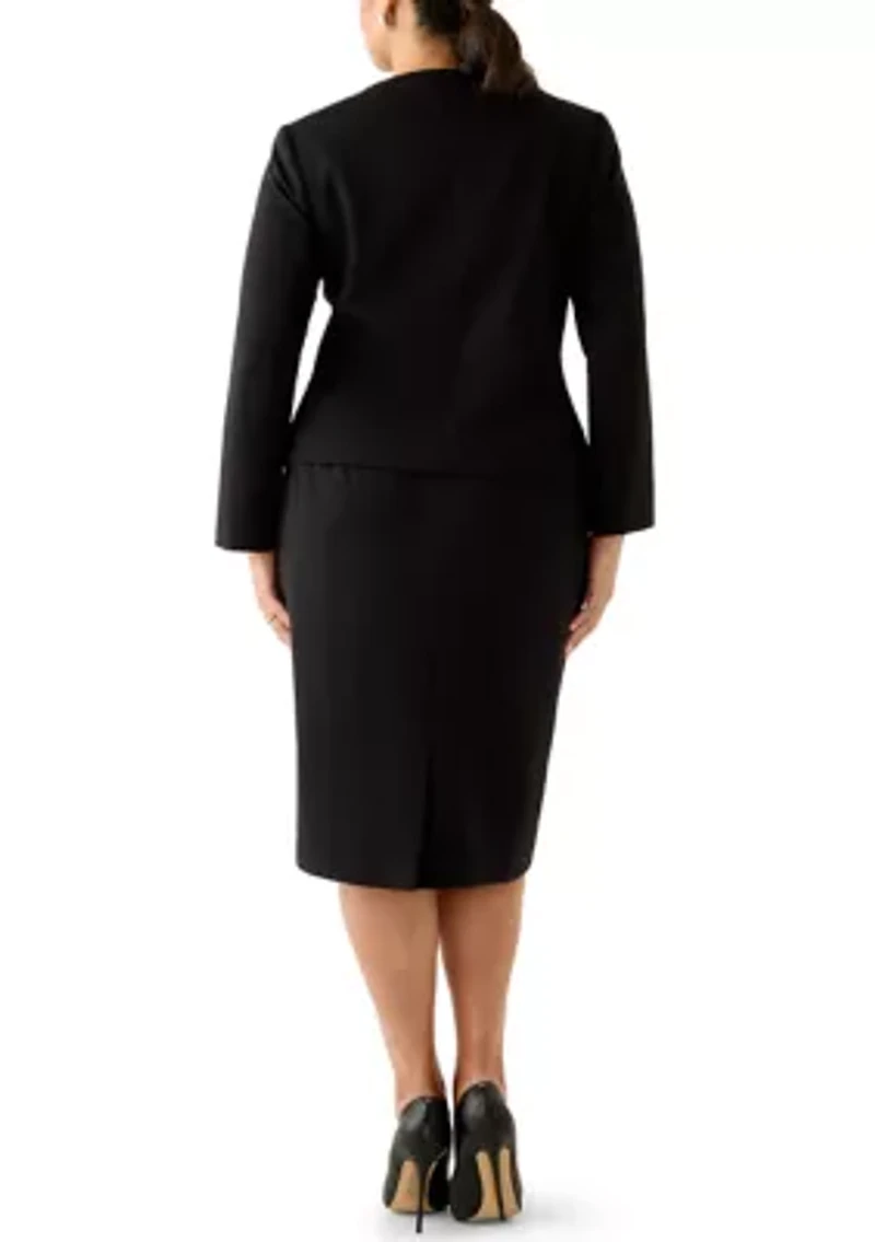 Four Button Scoop Neck Jacket & Skirt