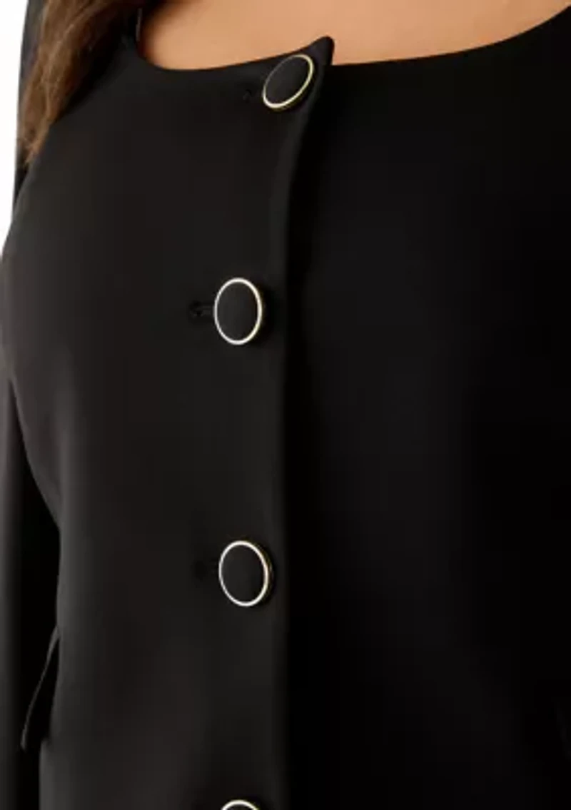 Four Button Scoop Neck Jacket & Skirt