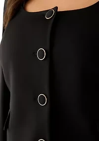 Four Button Scoop Neck Jacket & Skirt