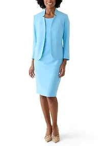 Cutout Collar Kissing Front Jacket and Sheath Dress