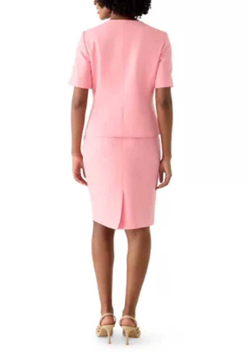 Four Button Short Sleeve Jacket and Skirt