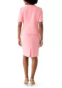 Four Button Short Sleeve Jacket and Skirt