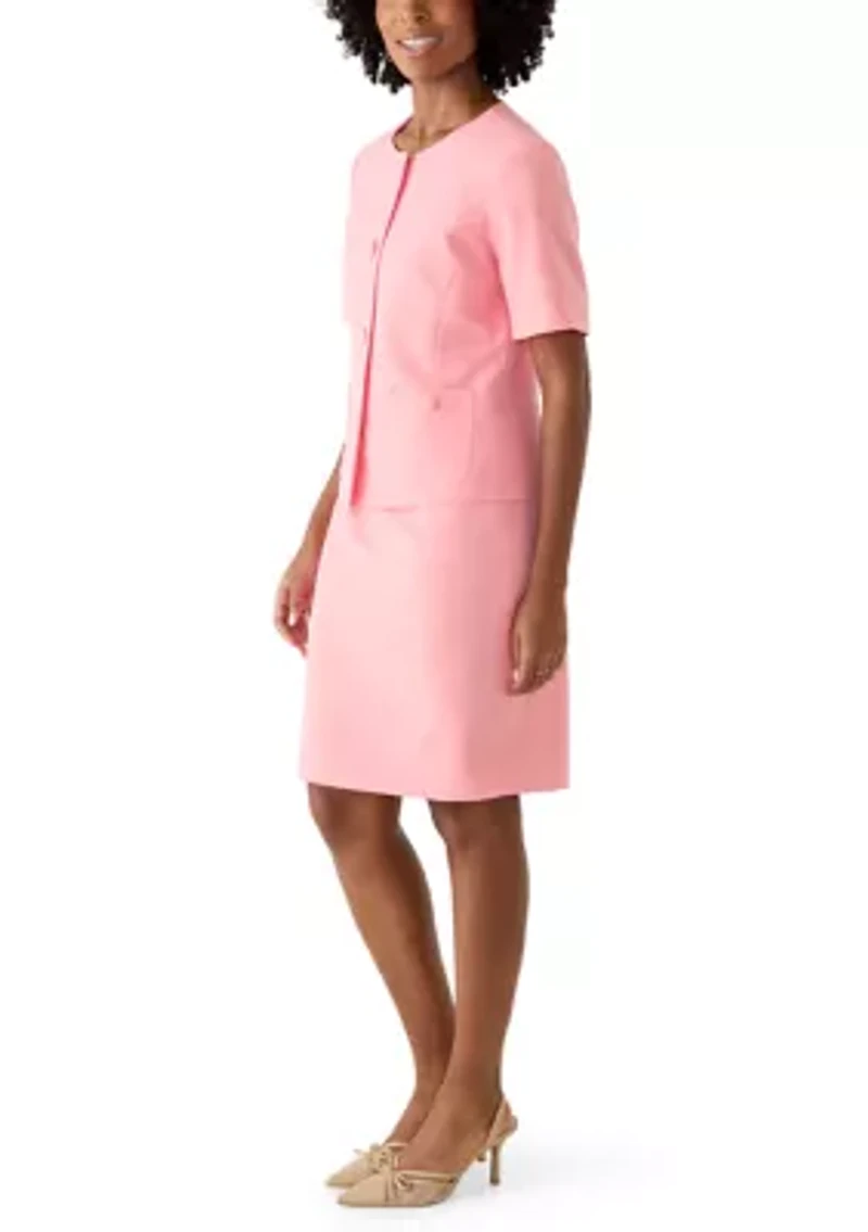 Four Button Short Sleeve Jacket and Skirt