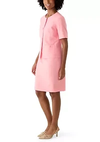 Four Button Short Sleeve Jacket and Skirt