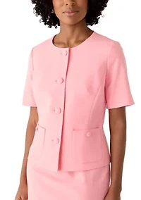 Four Button Short Sleeve Jacket and Skirt