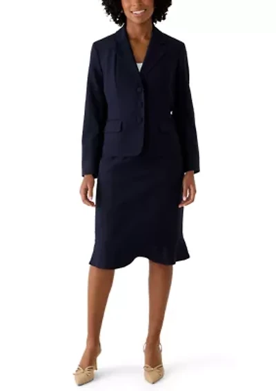 Three Button Seamed Jacket and Flounce Skirt