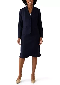 Three Button Seamed Jacket and Flounce Skirt