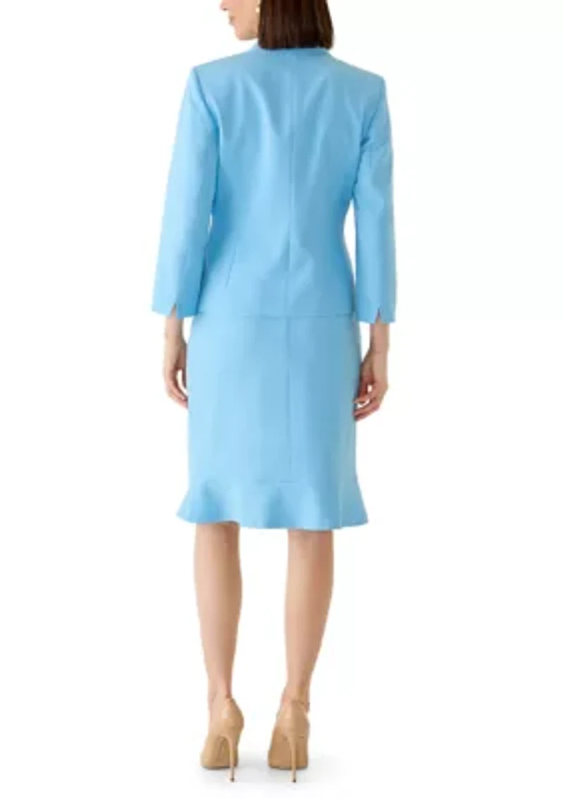 Three Button Seamed Jacket and Flounce Skirt