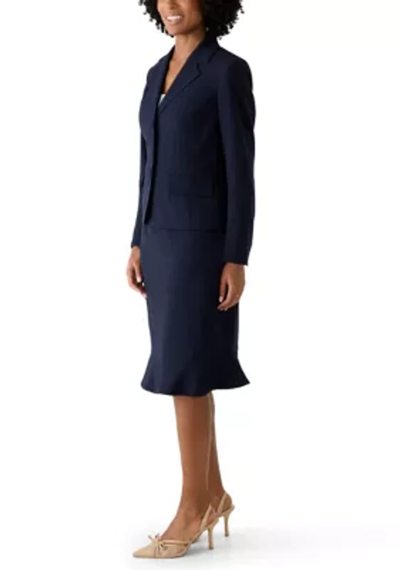 Three Button Seamed Jacket and Flounce Skirt