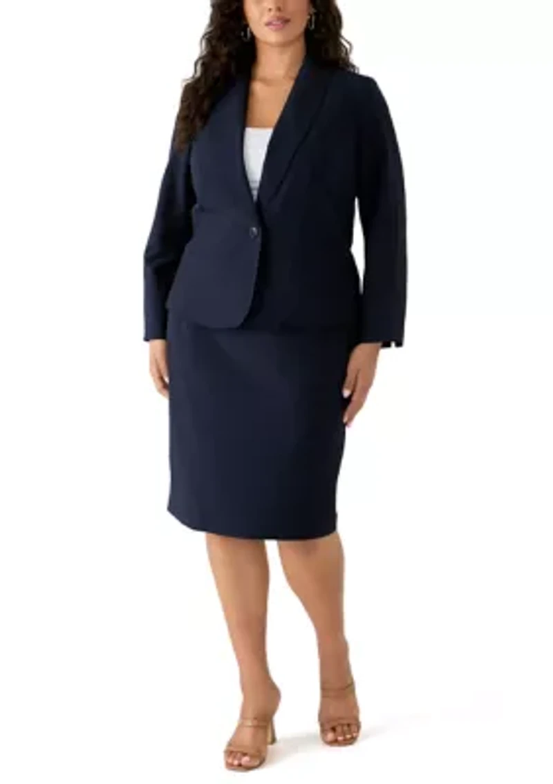 Shawl Collar Peplum Jacket and Yoked Slim Skirt