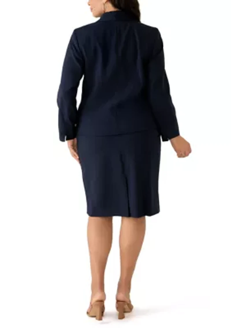 Shawl Collar Peplum Jacket and Yoked Slim Skirt