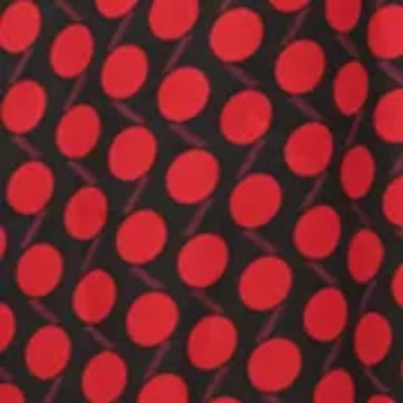 Women's 3/4 Sleeve V-Neck Dot Print Belted Midi Dress