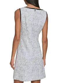 Women's Sleeveless Knit Jacquard Mini Dress with Front Bow