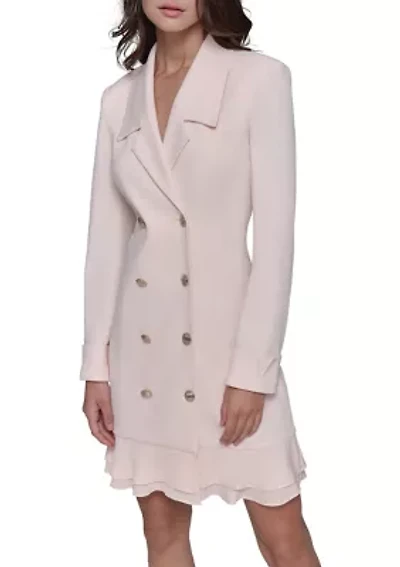 Women's Scuba Crepe Blazer Dress with Flounce Hem