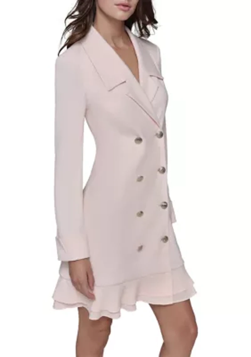 Women's Scuba Crepe Blazer Dress with Flounce Hem
