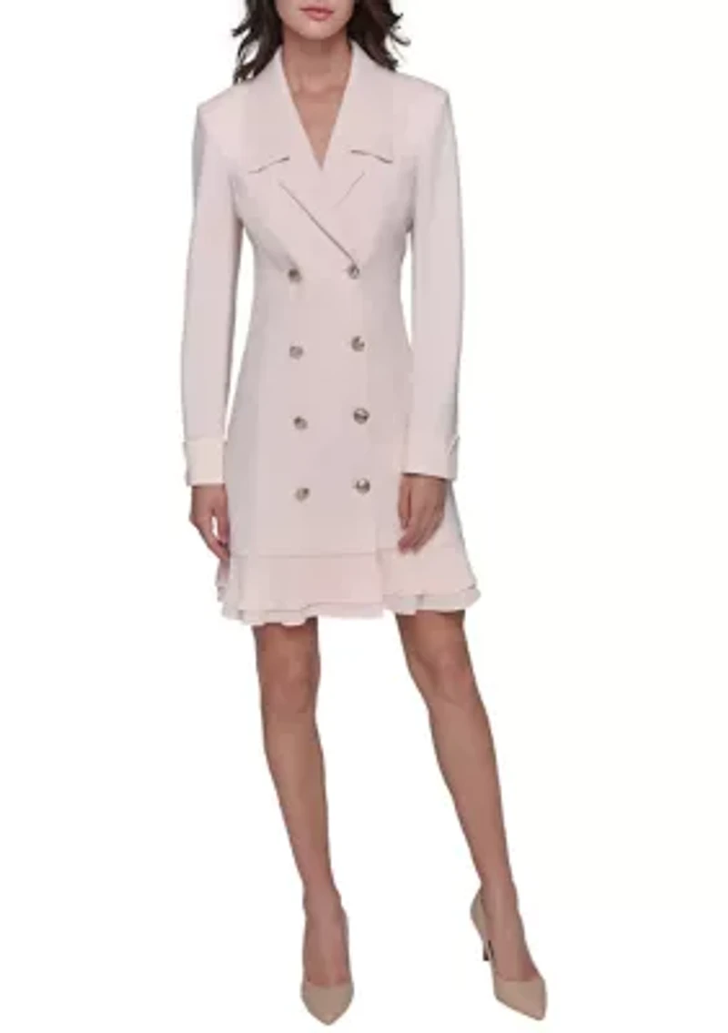 Women's Scuba Crepe Blazer Dress with Flounce Hem