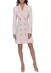Women's Scuba Crepe Blazer Dress with Flounce Hem