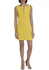Women's Scuba Crepe A-Line Flower Button Dress