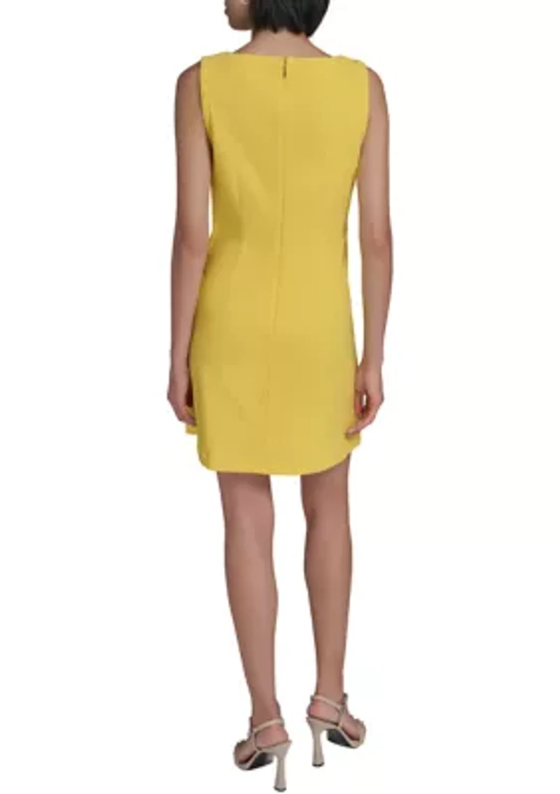 Women's Scuba Crepe A-Line Flower Button Dress