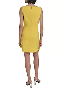 Women's Scuba Crepe A-Line Flower Button Dress