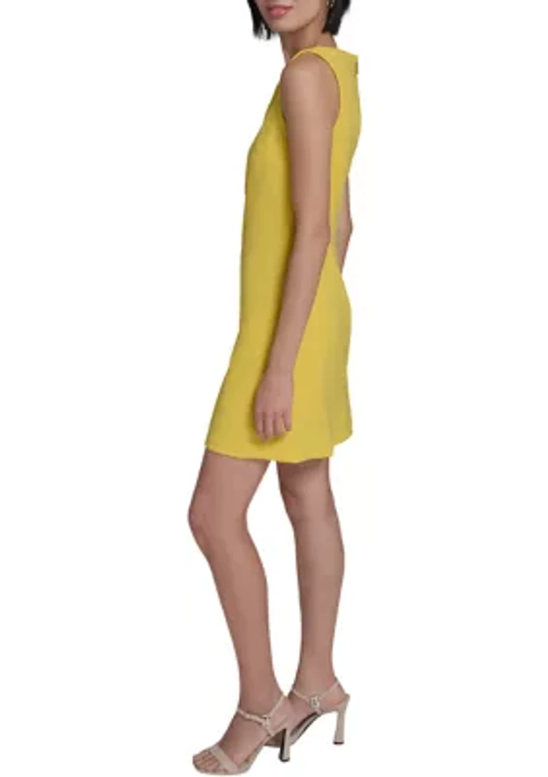 Women's Scuba Crepe A-Line Flower Button Dress