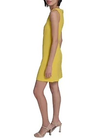 Women's Scuba Crepe A-Line Flower Button Dress