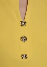 Women's Scuba Crepe A-Line Flower Button Dress