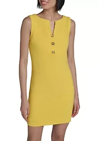 Women's Scuba Crepe A-Line Flower Button Dress