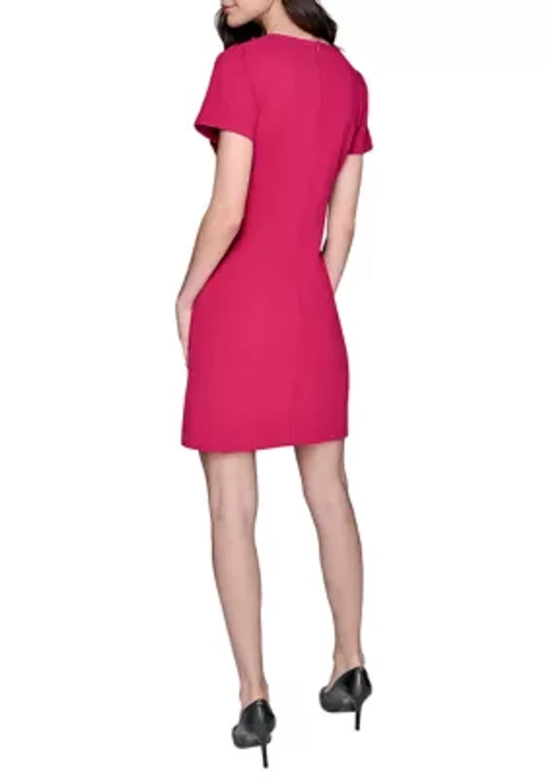 Women's Scuba Crepe A-Line Dress with Bow