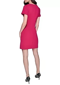 Women's Scuba Crepe A-Line Dress with Bow
