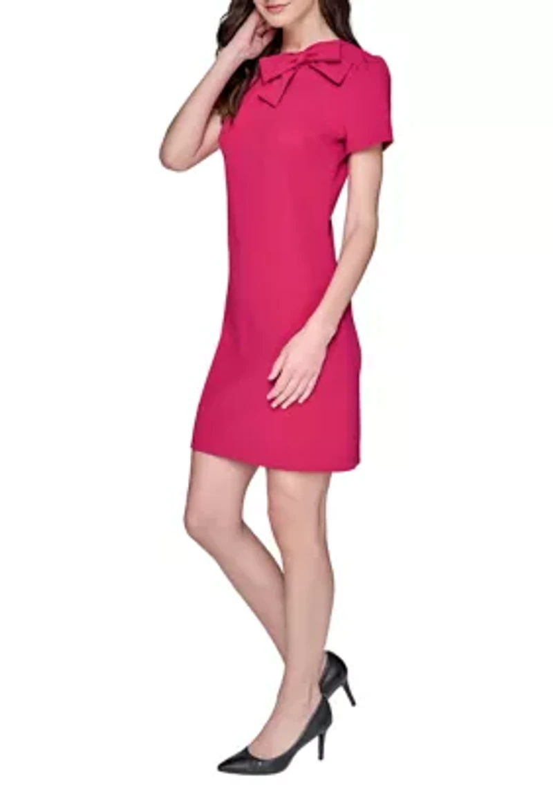 Women's Scuba Crepe A-Line Dress with Bow