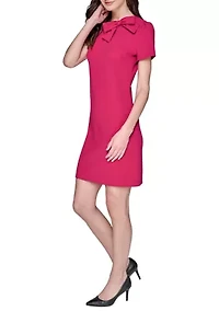 Women's Scuba Crepe A-Line Dress with Bow