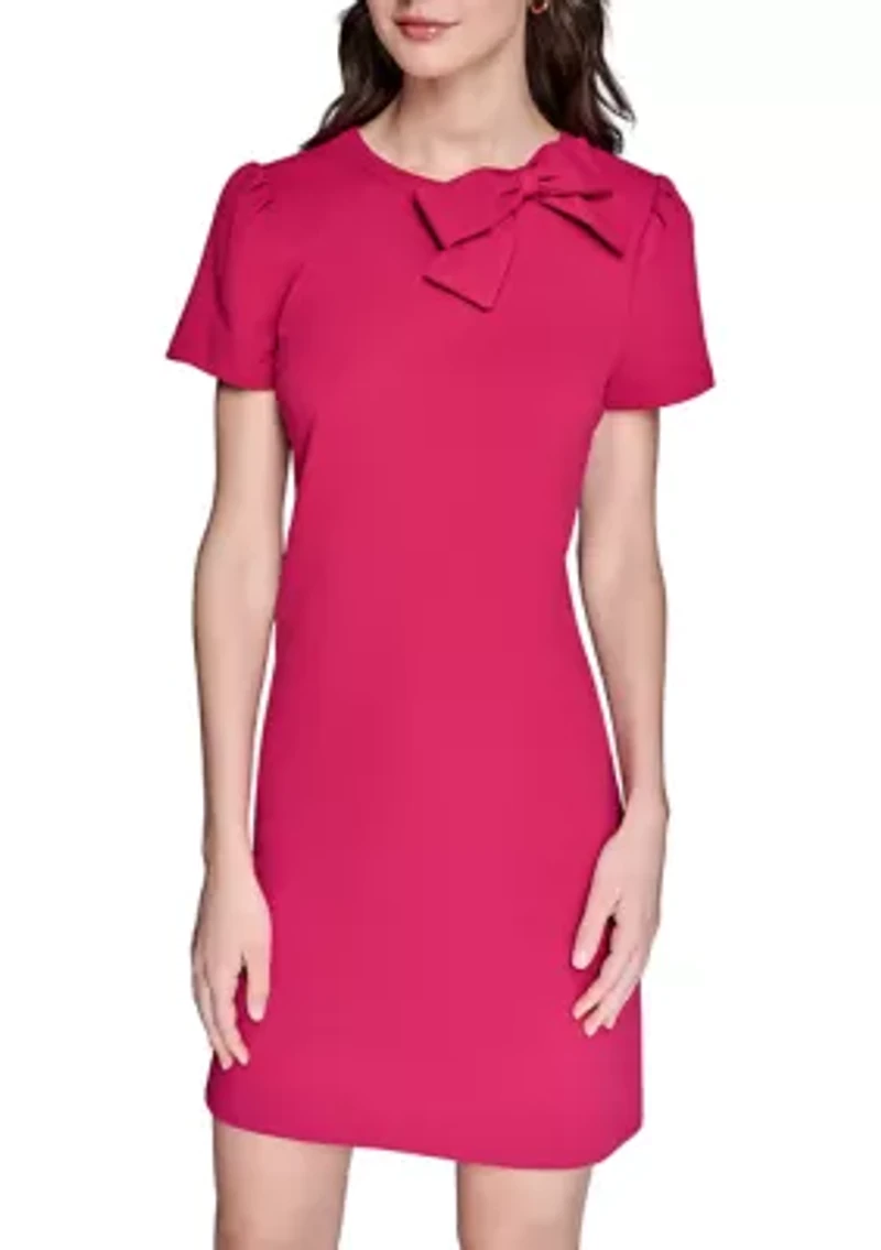 Women's Scuba Crepe A-Line Dress with Bow