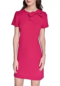 Women's Scuba Crepe A-Line Dress with Bow