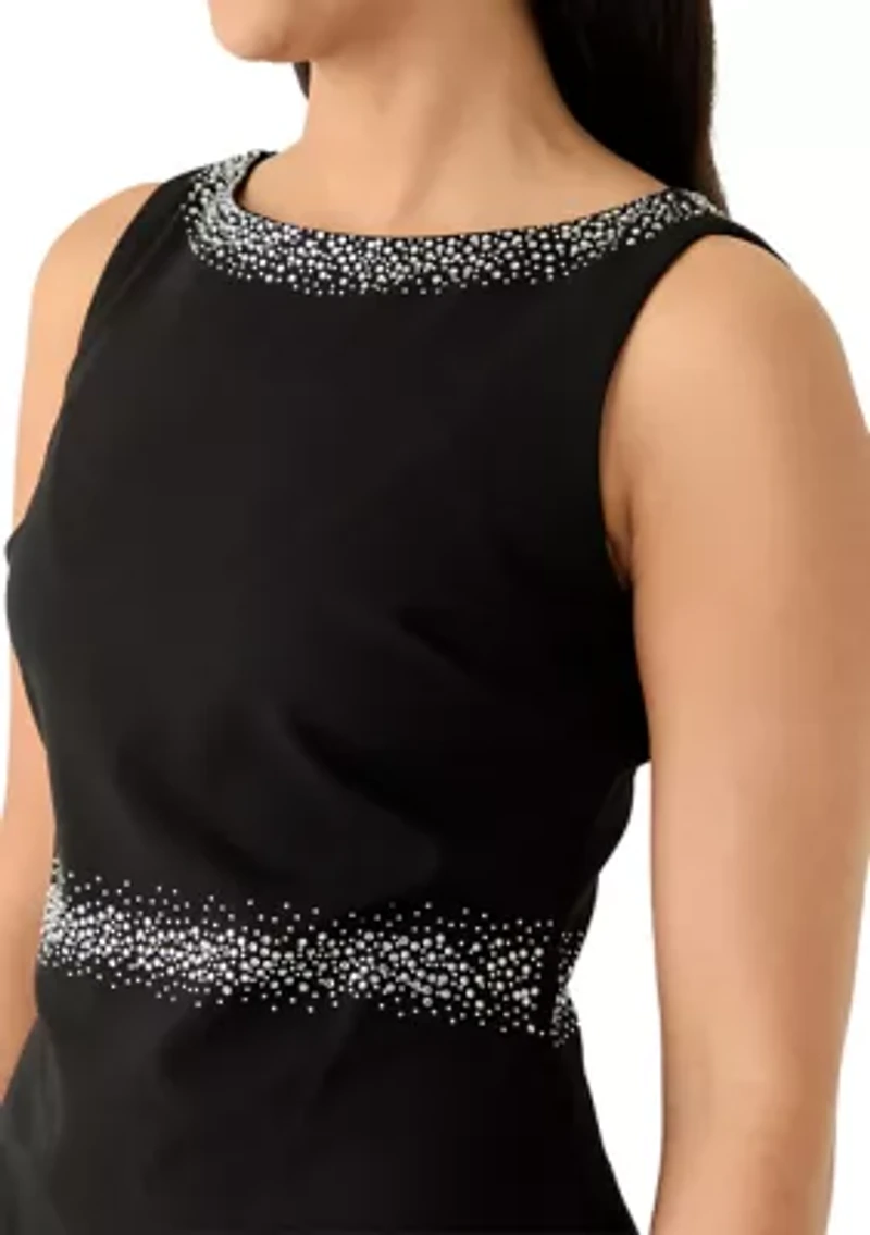 Women's Scuba Crepe Sheath with Flounce Hem