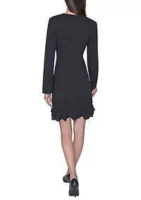 Women's Double Breasted Jacket Dress with Flounce Hem