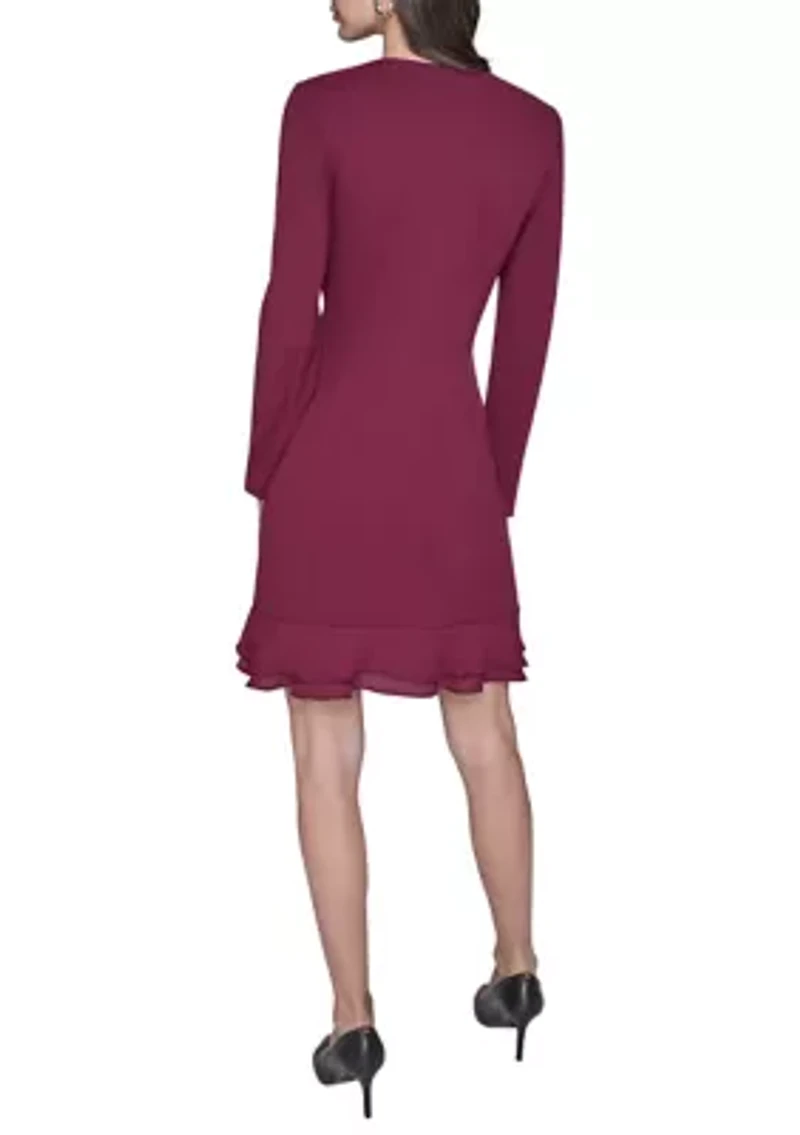 Women's Double Breasted Jacket Dress with Flounce Hem
